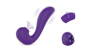 YoYoLemon Clit Sucker Vibrator, Vibrating Dildo with G Spot Stimulation for Women, Adult Sex Toys, Purple